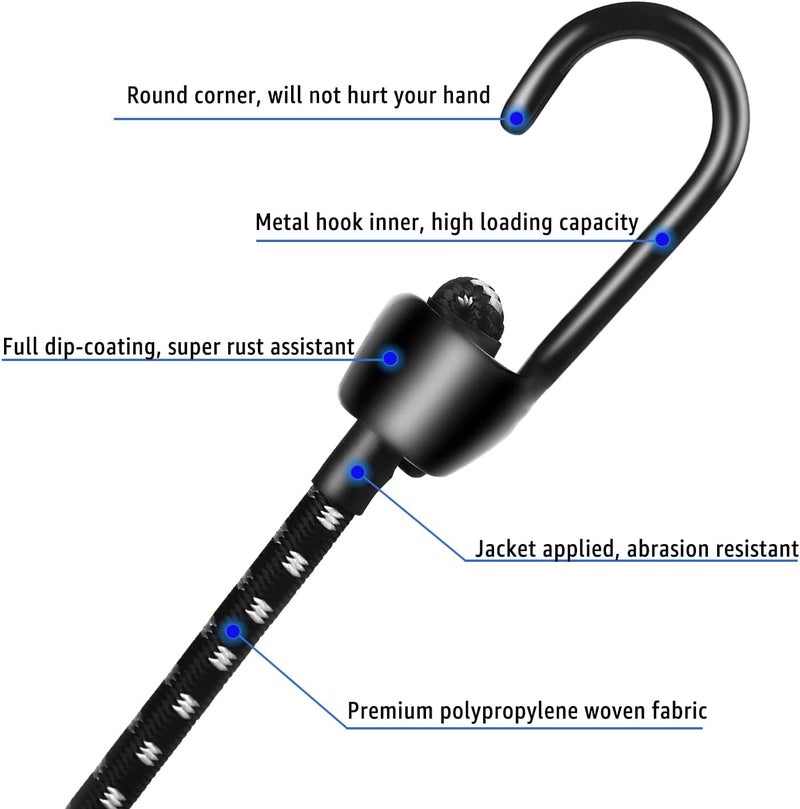 Joneaz 36 Inch Bungee Cords with Hooks Adjustable, 4-Piece,UV Resistant - Image 3
